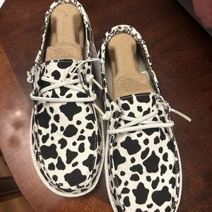 Black & White Cow Print Slip-On Wendy Hey Dudes